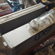New Intercooler in front of the old one. It’s obviously thicker with aluminum end tanks.